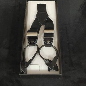 MEN'S FERRECCI SOLID BLACK BUTTON END SUSPENDERS.